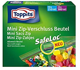 Toppits Mini Zip Mehrzweck-Beutel 20 x 150 ml + 20 x 380 ml/mit luftdichtem Verschluss