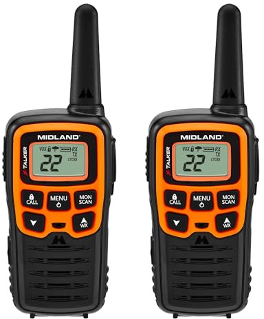 Midland- T51VP3 X-TALKER Spotting and Recovery Walkie-Talkie Long Range - FRS Two Way Radio for kids Caravanning with NOAA Weather Scan + Alert, 38 Privacy Codes - Black/Orange - 2 Pack