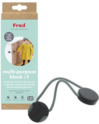 Fred Home Safety Multi-Purpose Block In Black/Grey, Keep Children Safe and Out of Cupboards, Drawers and Appliances