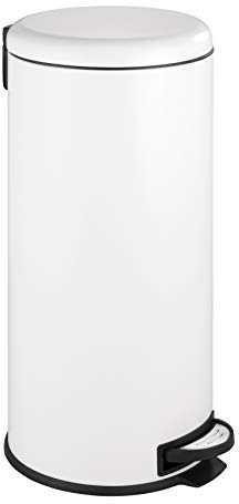 WENKO Treteimer Leman Easy Close Weiß 30 L - Kosmetikeimer, Mülleimer mit Absenkautomatik Fassungsvermögen: 30 l, Stahl, 30.5 x 64 x 37.5 cm, Weiß, 64 x 37.5 x 30.5 cm