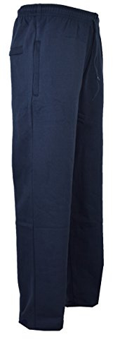Mens Jogging Fleece Bottoms Joggers Casual Trousers Open Hem 28 30 32 Inside Leg (L Extra Short, Navy)
