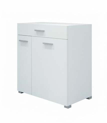 Vicco Badschrank Matteo, Weiß, 75 x 78.5 cm | mit integriertem Wäschekorb und Stauraumlösung