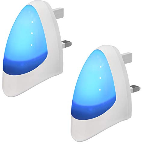 2 Pack Blue Automatic LED Night Light - Plug in & Energy Saving Dusk 2 Dawn LED Night Light