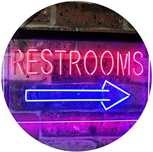 ADVPRO Restroom Arrow Point to Right Toilet Dual Color LED Neon Sign Blue & Red 24 x 16 st6s64-m2049-br