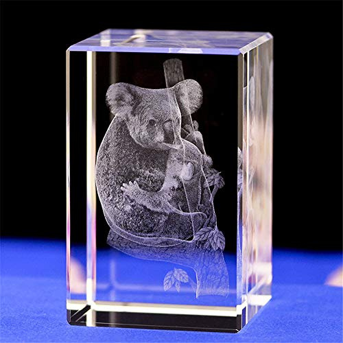 Kristallglas-Figur, Koalabär, 3D-Lasergravur, Kristall, Koalabär, Dekoration, Kunst, Tier, Kristallglas, Würfel, Gravur, Ornament, Koalabär, Skulptur, Geschenke mit Geschenkbox (30 x 30 x 40 mm)