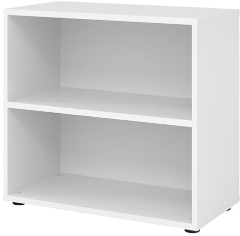 bümö Regal weiß, Standregal aus Holz für 2 Ordnerhöhen - Bücherregal klein 80 cm breit, Aktenregal für Ordner & Bücher, kleines Büroregal, Holzregal, Ordnerregal, Buchregal Dachschräge