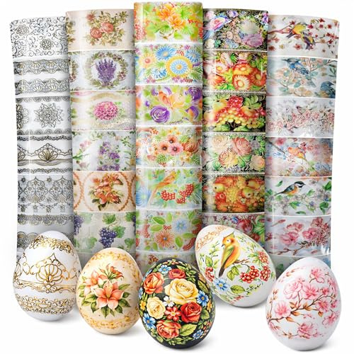 Diximus Pack of 5 - Easter Egg Decorating Kit - Thermo Shrink Sleeves - Basket Stuffers - Decorative Easter Egg Wraps - Pysanka - Ukrainian Pysanky Supplies - for 35 Decorative Eggs