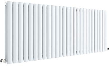 Nuie HL342D Revive Modern Home Wall Mount Designer Horizontal Double Panel Radiator, 600mm x 1572mm x 78mm, High Gloss White