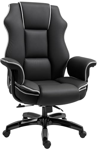 Vinsetto Executive Office Chair, PU Leather High Back Desk Chair with Height Adjustable, Reclining Swivel Computer Chair for Home, Black