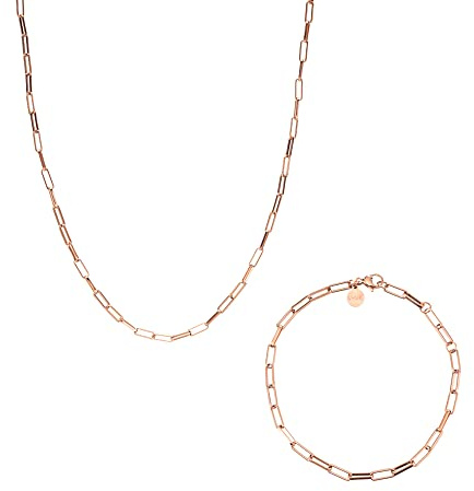 LUUK LIFESTYLE Halsketten, Armbänder und Schmucksets aus Edelstahl, modernes und schlichtes Design, Schmuck für Sie, mit Schmuckbox, Modeaccessoires für Damen, eleganter Stil, Gold, Silber und Rosé