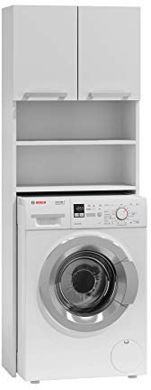 ADGO Pola Schrank für Waschmaschine Weiß Regal über Waschraum möbel Washing Machine Shelf Schrank für Badezimmer Waschmaschinenüberbau Badezimmerschrank