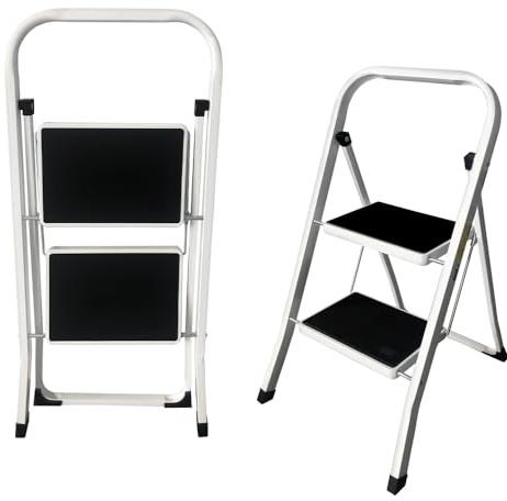 Safety Folding Step Stool 2 Step Ladder Portable Foldable Stepladder Anti Slip Feet,Easy to Store,Ideal for Home/Kitchen/Garage/Office/Market/Garden