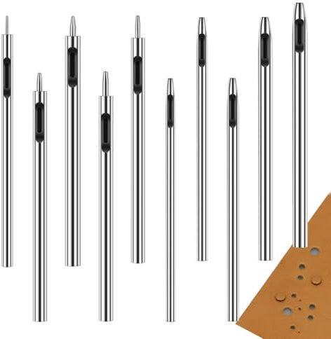 Lowats Perforateur Cuir 10 Pièces - Emporte Pièce à Frapper - Pointeau Pour Papier, Joint Moteur - Set Poinçon Creux En Acier Rond