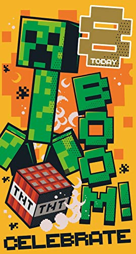 Minecraft Geburtstagskarte zum 8. Geburtstag, Karte zum 8. Geburtstag, Climate Pledge Friendly Card, recycelbare Geburtstagskarte, offiziell lizenzierte Geburtstagskarte