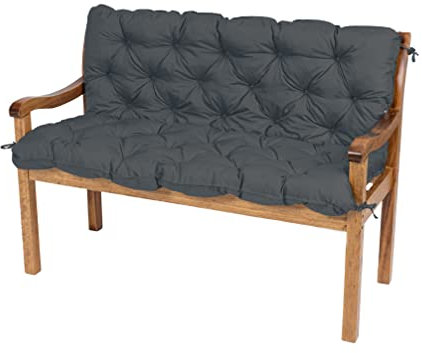 TexDeko® Garden Gartenbankauflage mit Rückenlehne wasserabweisend UV - beständig Bankauflage In- & Outdoor Sitzkissen und Rückenkissen Hollywoodschaukel Sitzpolster (100 x 50 x 50cm Anthrazit)