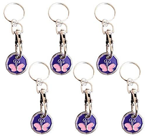 6Pc Shopping Trolley Token | Trolly token | £1 Pound Trolley Coin | Trolley Token Keyrings | Locker and Trolly Coin Uk | Supermarket Cart Shopping Trolleys Keyring | Trolley Tokens | Butterfly Design