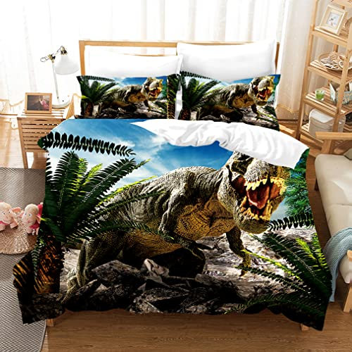 Dinosaurier-Bettwäsche für Kinder, Bettwäsche-Set Dinosaurier, Bettbezug für Spiel, Dinosaurier, Party, Geschenke für Weihnachten, für Jungen, Mädchen und Kinder, 230 x 260 cm