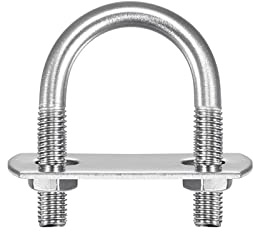 sourcing map Redondos U-Pernos, 24mm (0,94) Interior Ancho 42mm Longitud M6 304 Inoxidable Acero U Abrazadera Perno con Tuercas Arandelas y Placas, para Barco Remolque