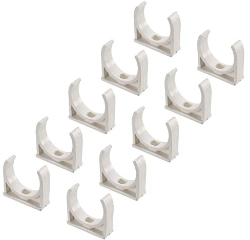 QUARKZMAN 20 Stück 40mm/1.57 Zoll PVC Wasserrohr Klemmen Clips U-förmige Schnallen für Rohr Wasserversorgung Weiß