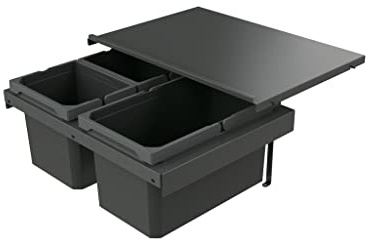 Naber 8013381 Abfallsammler Cox Stand-UP® 250 S/600-3 ohne Biodeckel, anthrazit, 25 (1x13/2x6) Liter / 60 cm Schrankbreite