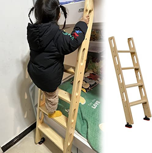 Hochbettleiter Doppelstockbettleiter mit Rutschfestem Fuß und Griff, Sicherheit Holz Ersatz Leiter für Wohnheim Camper Dachboden Treppen Wohnmobil, Unterstützung 330lbs (Size : 4 Step 125cm/49)