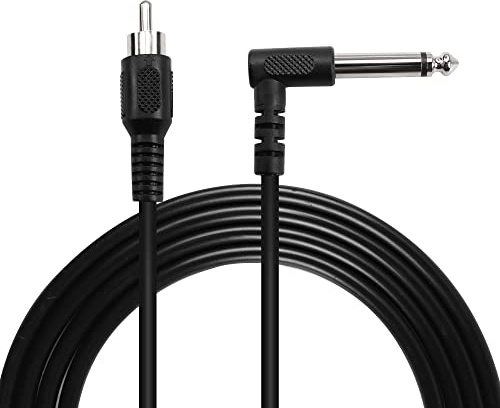 PNGKNYOCN 1/4 Inch to RCA Audio Cable，90 Degree Angle 6.35mm TS Mono Male to RCA Male Audio Adapter Cable for Guitar,Amplifiers,Speaker (2M)