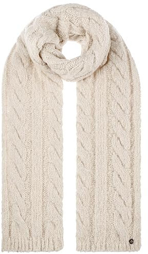 LIERYS Soft Merino Strickschal Damen One Size (ca. 180 cm x 30 cm) - Schal mit hohem Merinowoll-Anteil - einfarbiger Damenschal - Herbst/Winter cremeweiß One Size