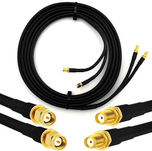 SMA Stecker auf SMA Buchse 2m Doppel-Koaxialkabel — HF-240 (LMR 240 Äquivalent) Twin Verlängerungskabel Antennenkabel — für WiFi RF Antenne GSM LTE 4G 5G 6G Router Signalverstärker Lora Ham CB Funk