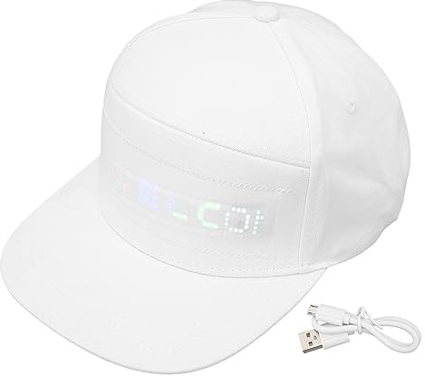 Programmierbare LED-Kappe mit -App-Steuerung, Editierbarer Bunter Hut für Konzerte Im Freien, Karneval (WHITE)