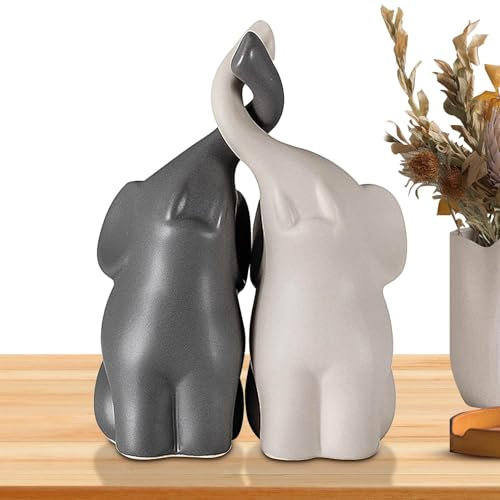 Kaxenig Elefanti Innamorati, Coppia di Elefanti in Ceramica, 2 Pezzi amorevoli Figure di Elefante, Statuette in Ceramica, Scultura, Decorazioni per casa, Ufficio, Decorazione