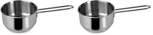 Lagostina Every Casseruola Fonda Ø 14 cm in Acciaio Inox 18/10 con Fondo Lagoseal Plus, Esterno Satinato e Ampie Manicature, Adatta a Tutte le Fonti di Calore, Inclusa Induzione (Confezione da 2)