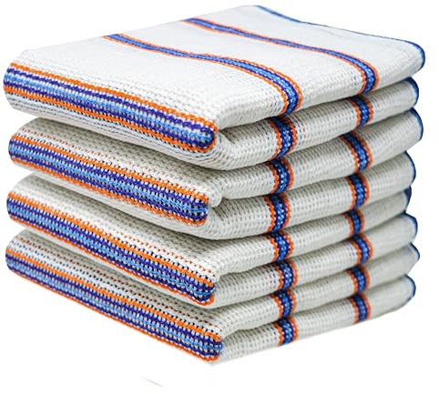 HOMESHOPA Dish Cloths, 4 Pack Cotton Antibacterial Super Absorbent Lint Free, Quick Dry Striped Kitchen Towels, Washing Up Dishcloths, 34 X 34cm