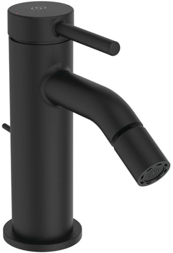 Ideal Standard Ceraline Nuovo Bidetarmatur mit Ablaufgarnitur – Wassersparende Einhebel-Armatur in Schwarz (Silk Black)