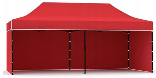 BDW - Pavillon - Partyzelt - Garten, Terrasse, Messe - Wasserdicht, Stabil - Faltbar 3x6m - Rot