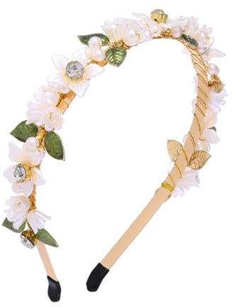 IYOU Mariée Mariage Serre-têtes Doré Fleurs Bandeaux Feuilles Demoiselles D'honneur Mariées Accessoires de cheveux pour Femmes et Filles