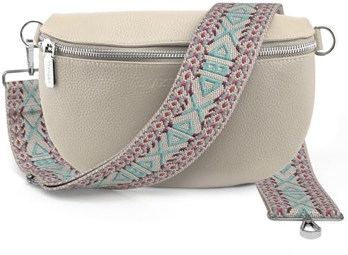 Artvall - Umhängetasche Echtleder Tasche Handtasche Leder Bauchtasche Klein mit Schultergurt Design Taschenband abnehmbar verstellbares Riemen Crossbody Bag Echt Ledertasche Damen mit Reißverschluss