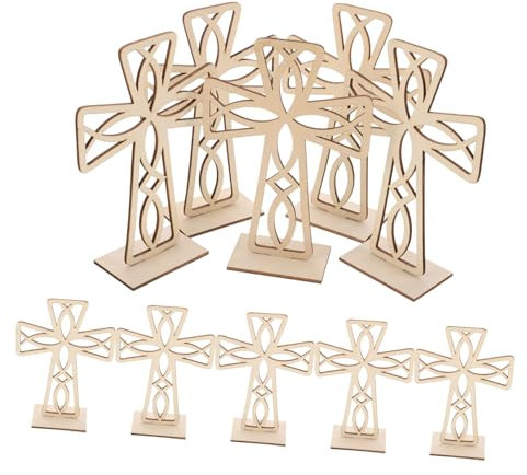 COHEALI Unvollendete Holz Handwerk Kreuze 10 Stücke Holz Kreuz für Home Decor Kreuz Form Schmücken