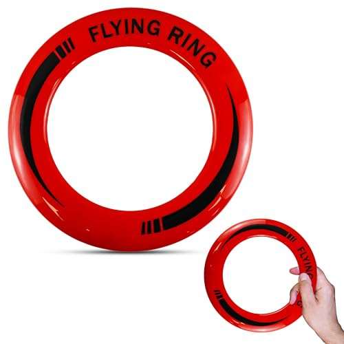 SRV Hub 1x Red Flying Ring Skimmer Disc Toy, Professional Flying Disc Throw and Catch Toy, Flyer Disc Gift for Boys Girls, Kids Adults Summer Beach Outdoor Garden Play Frisbee Ring Size 25cm