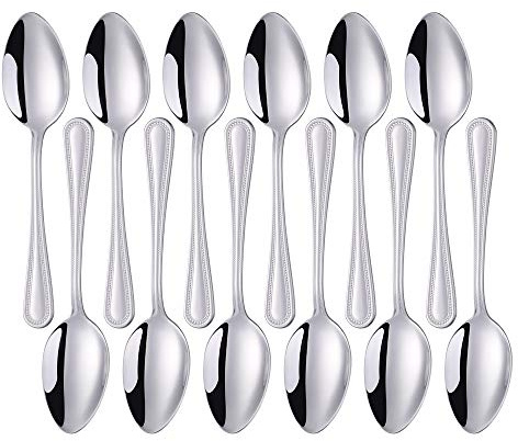 TEAHAHA Stainless Steel Teaspoons, Set of 12, 5.7in Silver Mini Coffee Spoons for Kitchen Office or Restaurant Afternoon Tea，Cakes, Pastries, Espresso