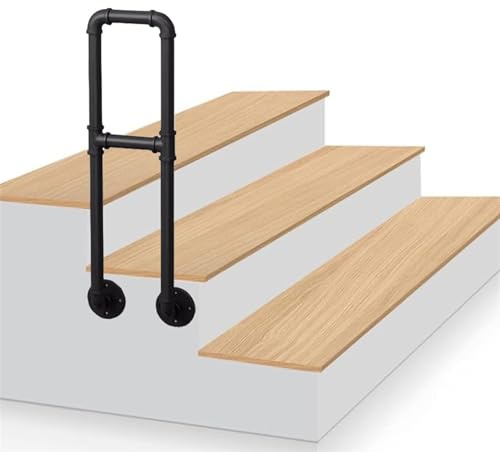 Garde-corps industriel en forme de U avec tige de renfort pour marches extérieures, rampes d'escalier antidérapantes pour la sécurité du grenier, gain de place, rampes latérales (65 cm)