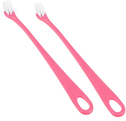 Zahnbürsten für Haustiere mit Langem Griff, 2 Stück, Rosa | Pp Material, Kompakte Bürstenköpfe, Sanfte Mundpflege, Welpen Zahnbürste