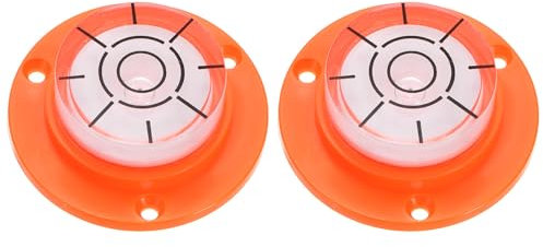 QUARKZMAN 2Pcs Nivel de Burbuja Horizontal de Alta Precisión 49x16.5mm Nivel de Burbuja Redondo Herramientas de Medición para Colgar Cuadros de Tv, Cuadros, RV, Nivelador, Naranja Blanco