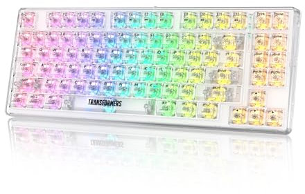 Transformers - Teclado mecánico de 75% junta, triple modo BT5.0/2.4GHz/USB-C, teclado inalámbrico intercambiable en caliente, 85 teclas RGB retroiluminado teclado para juegos, interruptores lineales