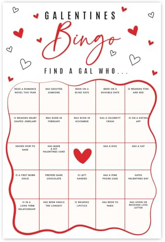 Andaz Press 4x6 Galentines Day Games for Women, Red & Black Galentine's Day Bingo, Fun Galentines Activities, Brunch Drinking Games, Happy Galentines Day Party Game, Girls Night Games, 24-Pack