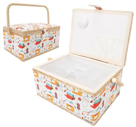 Panier de Couture, Boîte de Couture de Grande Capacité pour Fournitures de Coutures, Boîte de Rangement de Coutures Portable avec Plate-Forme en Plastique Détachable Organisateur pour Débutant