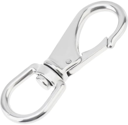 PNXKTXO 4.6 Inch 304 Stainless Steel Flag Clips, Large Heavy Duty Swivel Snap Hooks for Boat Anchor Flagpole Ropes Cables Spring Hook Keychains