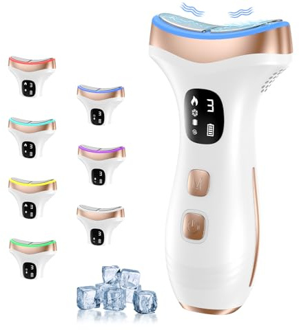 Appareil Anti Rides Visage Massage: Masseur Double Menton Lifting à 15°C Froid et 45°C Chaleur - Appareil de Beauté Electrique à 7 Modes LED 7 Couleurs - EMS Appareils de Tonification pour le Visage