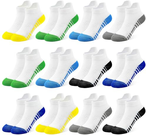GENTABY Pojkar sneakers strumpor barn löparstrumpor skola 12 par klassiska färger svartvita från skarvränder ventilerande bomullsstrumpor för 1–14 år 20–38 färgglada småbarn sportstrumpor, #02 Vita