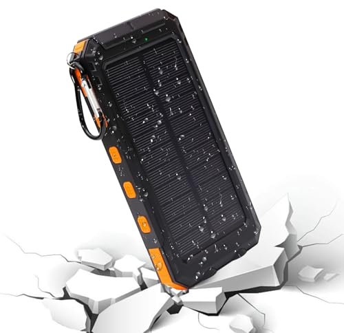 Solar Charger, 20000mAh Portable Power Bank, 6.22x3.07x0.98 inches Adorable Compact Wireless Fast Charging Device with Flashlight, Outdoor Battery Backup for Camping Hiking Phones