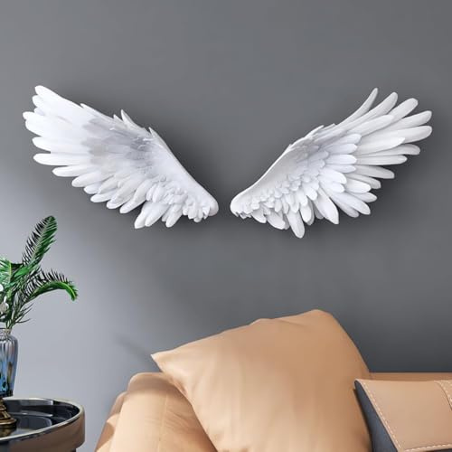 forestalk Engelsflügel Wandkunst - Große 3D -frp Engel Wings Wandskulptur Für Wohnzimmer, Schlafzimmer Und Hoteldekoration(Color:Weiß)